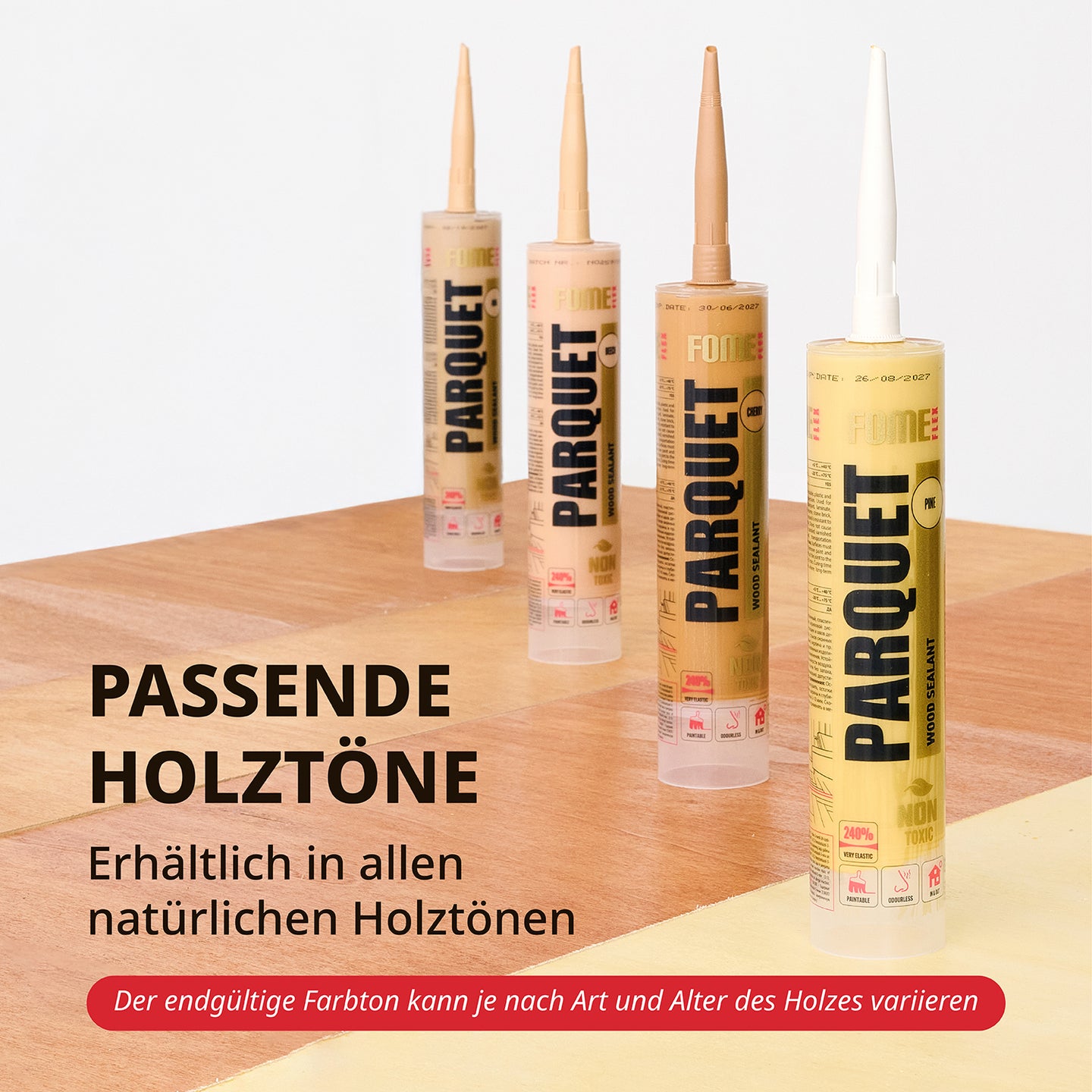 PASSENDE HOLZTÖNE Erhältlich in allen natürlichen Holztönen