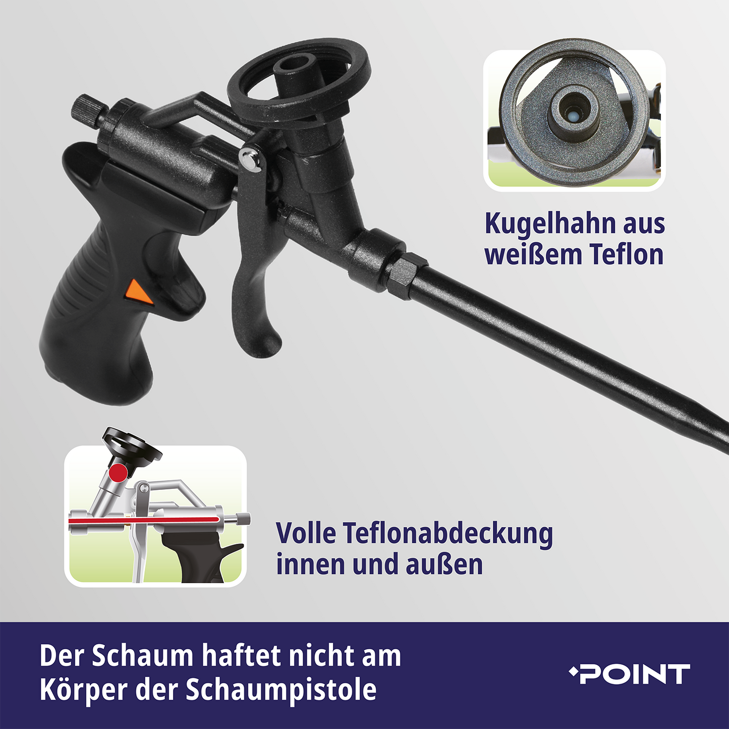 Der Schaum haftet nicht am Körper der Schaumpistole