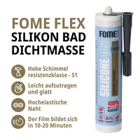 FOME FLEX 102 Sanitärsilikon für Bad & Küche, grau, 310ml