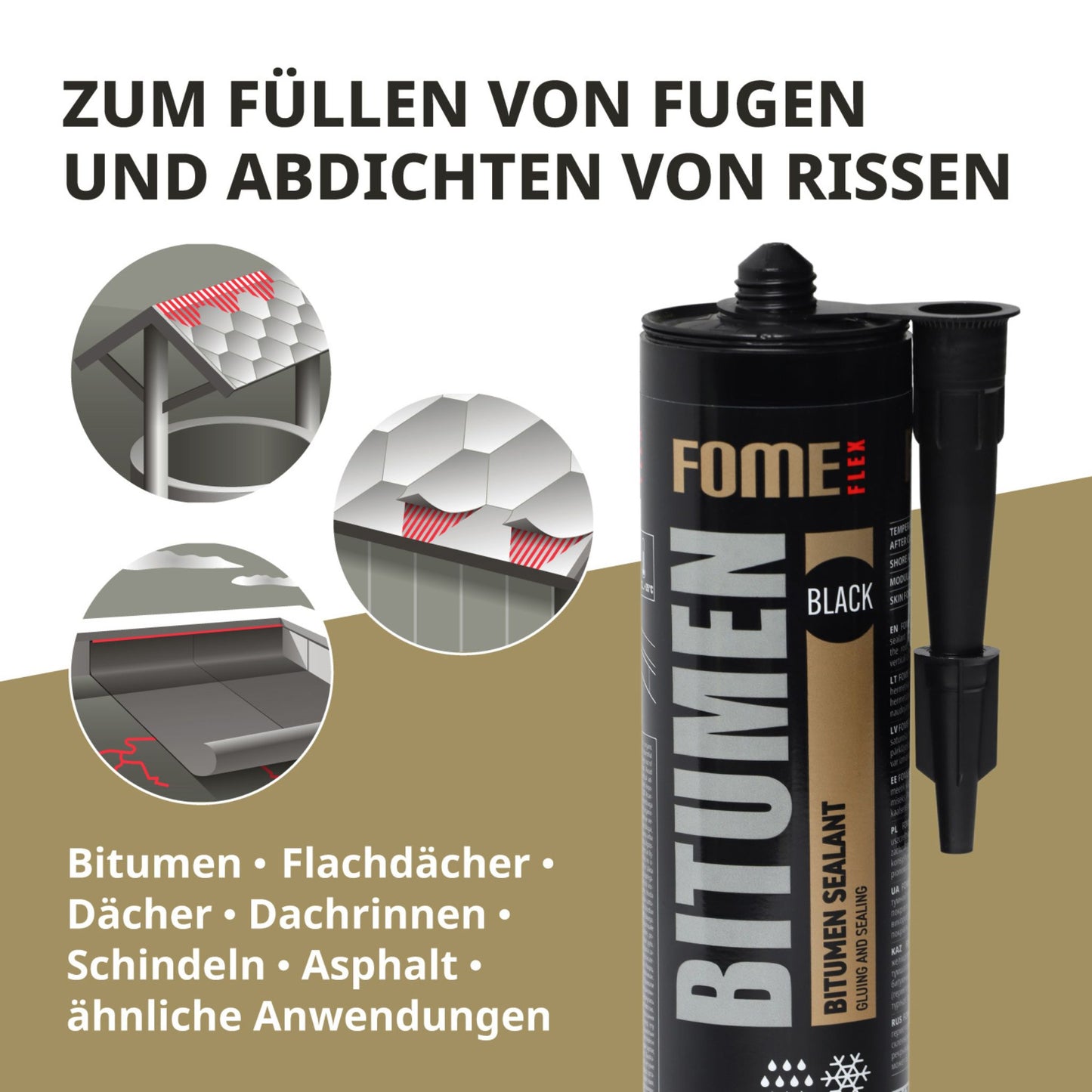 FOME FLEX Bitumen-Dichtstoff, Schwarz, 300ml